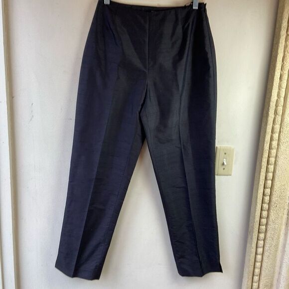 Parisian Signature Black 100% Silk Twill Ankle Length Slacks Pants - SZ 8 - Picture 2 of 9
